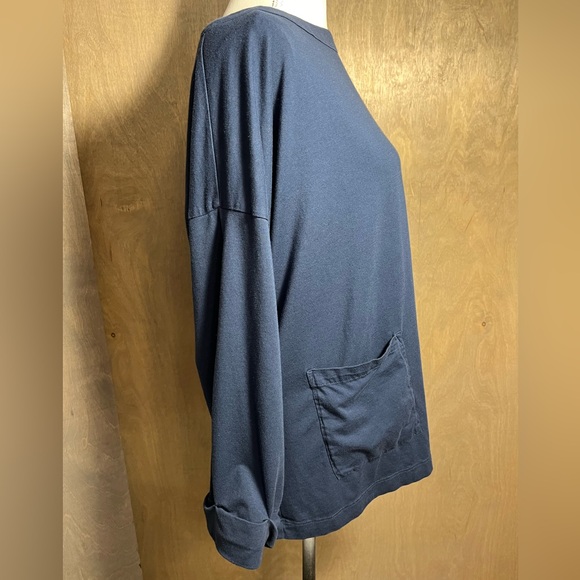 J Jill Navy Knit Top with Pocket, Button Details L - Picture 5 of 7